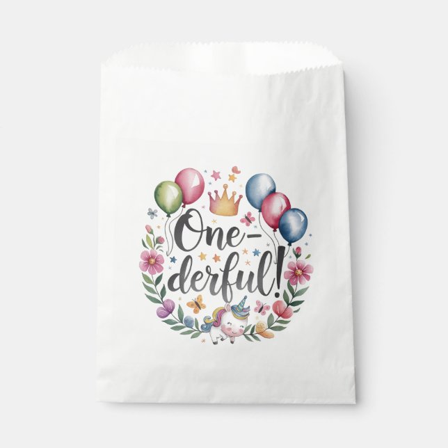 Einfärbige Wasserfarbe Einhorn Geburtstag Geschenktütchen (Vorderseite)
