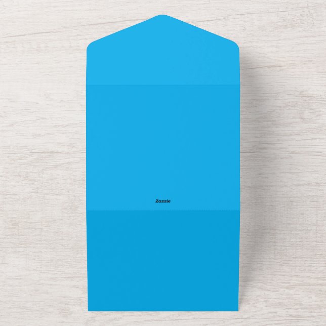 Einfarbiger Cyan-Blauer Hintergrund All In One Einladung (Außenbereich)