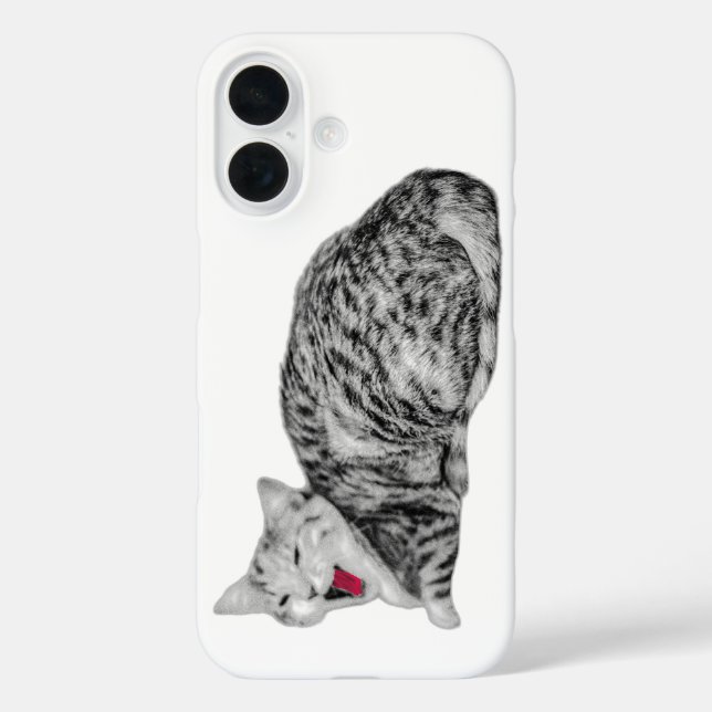 Einfarbiger Tabby-Kat-Fall mit Roter Zunge Case-Mate iPhone Hülle (Rückseite)