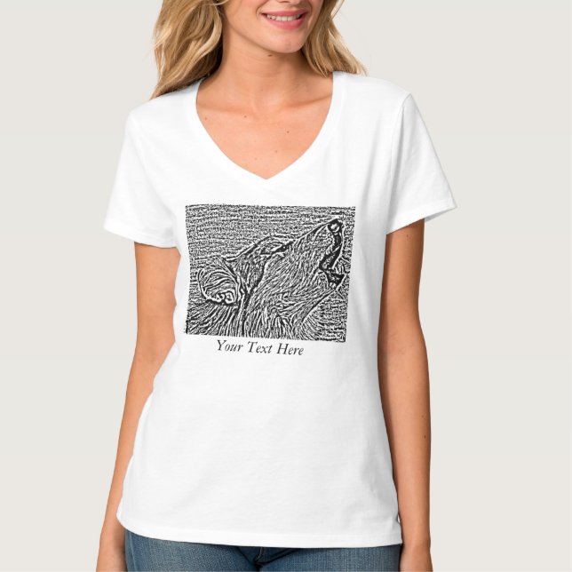 einfarbiges Bild von Wildtieren aus grauem Wolf T-Shirt (Vorderseite)