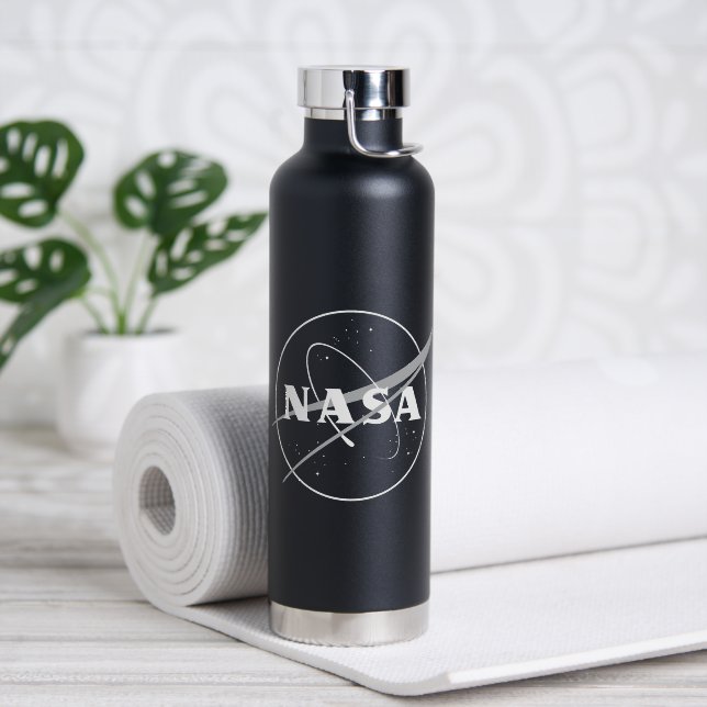 Einfarbiges Logo der NASA schwarz isoliert Trinkflasche (Yoga (gedreht))