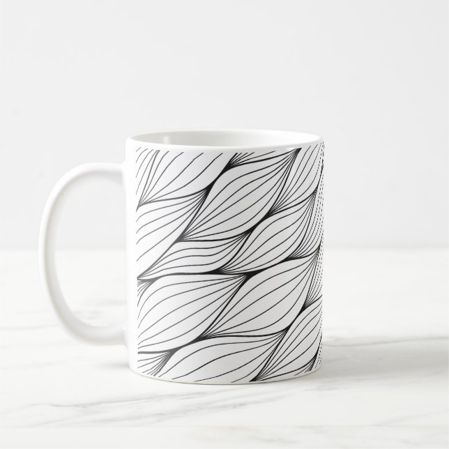 Einfarbiges, nahtloses Muster mit abstrakt geschli Kaffeetasse (Links)
