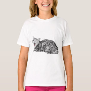 Einfarbiges Portrait-T-Shirt mit rotem Tabby Cat T-Shirt