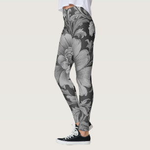 Einfarbiges Vintage-Blumenmuster  Leggings