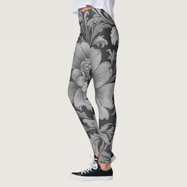 Einfarbiges Vintage-Blumenmuster  Leggings (Links)