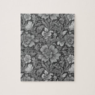 Einfarbiges Vintage-Blumenmuster Puzzle