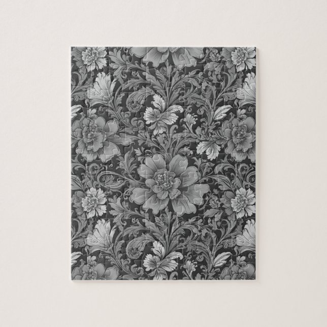Einfarbiges Vintage-Blumenmuster  Puzzle (Vertikal)