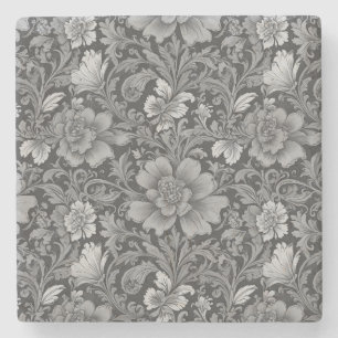 Einfarbiges Vintage-Blumenmuster Steinuntersetzer
