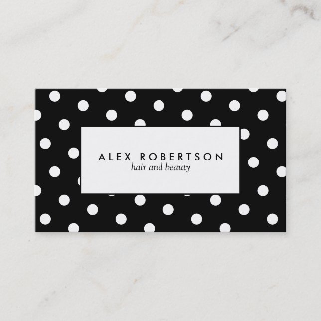 Einfarbiges weißes und schwarzes Tupfenmuster Visitenkarte (Vorderseite)