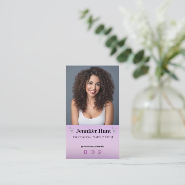 Einfluss, Minimalistische Social Media Makeup Arti Visitenkarte (Stehend Vorderseite)