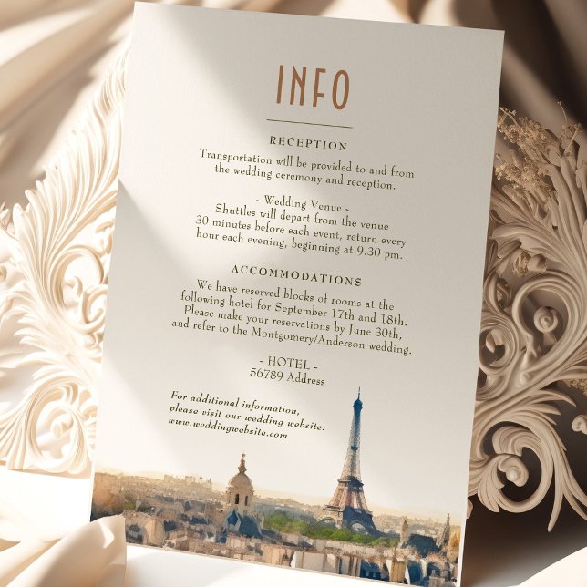 Einfügung für Hochzeiten INFO und Details Paris Fr Einladung (Von Creator hochgeladen)