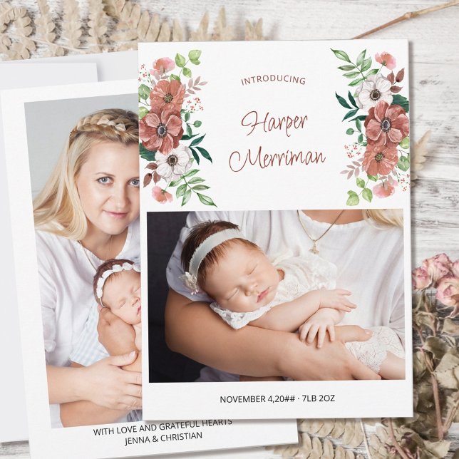 Einführung 2 Foto Herbst Blume Geburt Ankündigung (Von Creator hochgeladen)