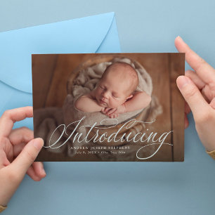 Einführung Baby ein Foto elegant blau Geburt Ankündigung