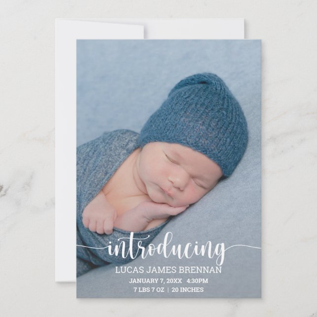 Einführung der Baby Birth Announcement Foto Card Ankündigung (Vorderseite)
