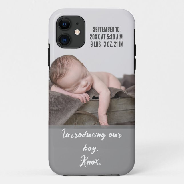 Einführung der Geburtsankündigung von Baby Foto Case-Mate iPhone Hülle (Rückseite)