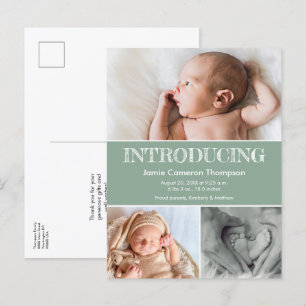 Einführung der Geburtsankündigung von Green Baby-F Ankündigungspostkarte