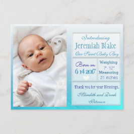Einführung der neuen Baby Boy Ankündigung Postkart