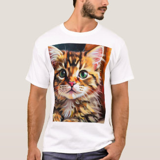 "Einführung der Whimsical Whiskers Cat Print Coll T-Shirt