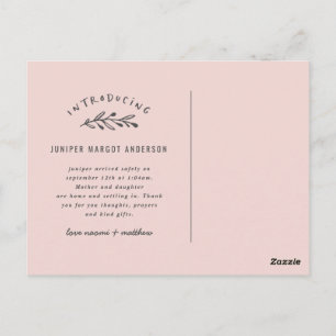 Einführung einer Geburtsankündigung für Zweigstell Postkarte