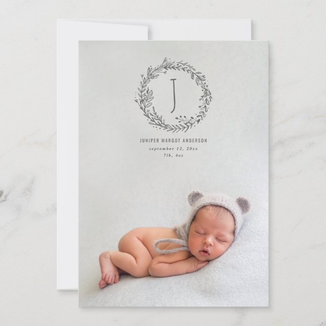 Einführung handgezeichneter Zweig-Foto-Geburt Ankündigung (Vorderseite)