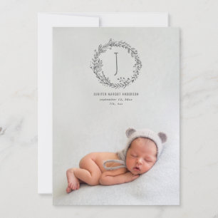 Einführung handgezogener Zweig-Foto-Geburt Ankündigung