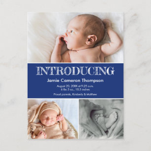 Einführung in Baby-Fotos Geburt Ankündigungspostkarte