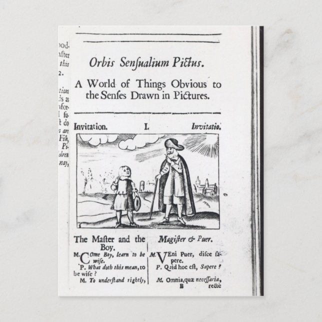 Einführung in "Orbis Sensualium Pictus" Postkarte (Vorderseite)