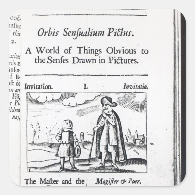 Einführung in "Orbis Sensualium Pictus" Quadratischer Aufkleber (Vorderseite)