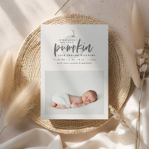 Einführung in unsere kleine Kürbisgeburtserklärung Feiertagskarte