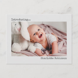 Einführung | Minimalistisches neues Baby-Foto Postkarte