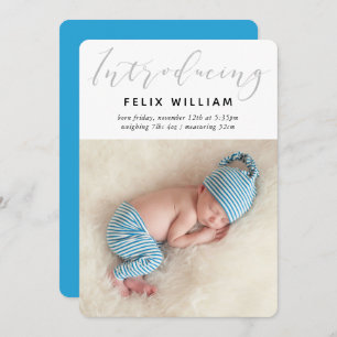 EINFÜHRUNG NEUER niedlicher Kalligraphie Foto blau Ankündigung