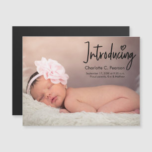 Einführung von Chic Custom Baby Foto Name Magneteinladung