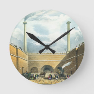 Eingang der Eisenbahn am Rand-Hügel, Liverpool, p Runde Wanduhr