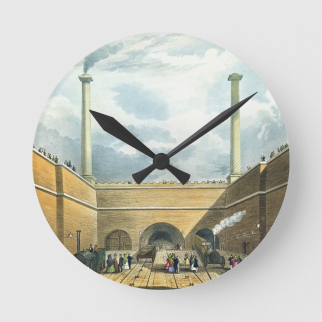 Eingang der Eisenbahn bei Edge Hill, Liverpool, p Runde Wanduhr (Vorderseite)