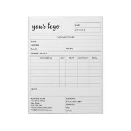 Eingang des Formulars für den geschäftlichen Verka Notizblock