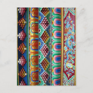 Eingang eines tibetischen Klosters, farbenfrohe De Postkarte