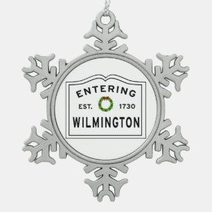 Eingang Massachusetts Stadt Wilmington Schneeflocken Zinn-Ornament