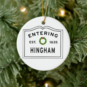 Eingang Massachusetts Town Hingham MA Keramik Ornament