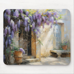 Eingang mit violetten Blumen Mousepad