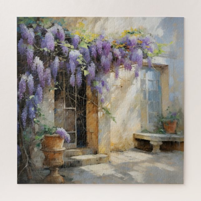 Eingang mit violetten Blumen Puzzle (Vertikal)