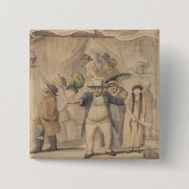 Eingang Pidcocks zum Ausstellungs-Zelt an einer Button (Vorderseite)