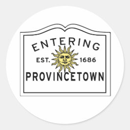 Eingang Provincetown Summer Sun Sign Classic Runder Aufkleber