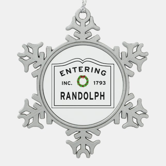 Eingang Randolph MA Snowflake Gerahmte Ornament (Vorderseite)
