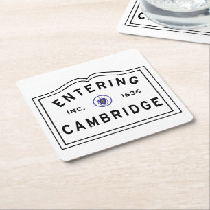Eingang von Cambridge Massachusetts Rechteckiger Pappuntersetzer