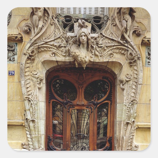 Eingang zu den Apartments Quadratischer Aufkleber (Vorderseite)