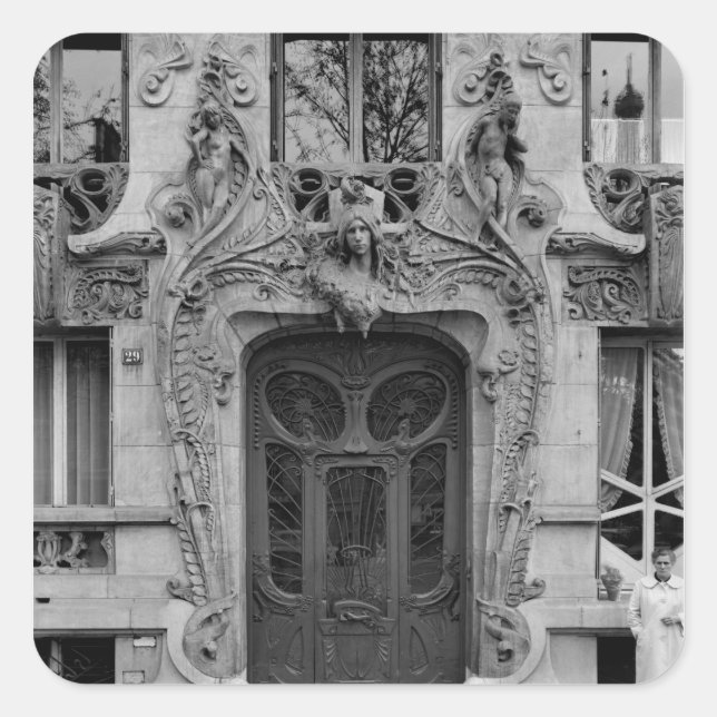 Eingang zu den Appartements 2 Quadratischer Aufkleber (Vorderseite)