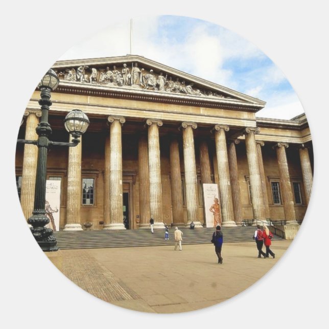 Eingang zum British Museum in London Runder Aufkleber (Vorderseite)