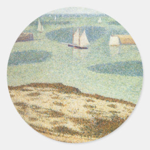 Eingang zum Hafen von Georges Seurat, Vintage Art Runder Aufkleber