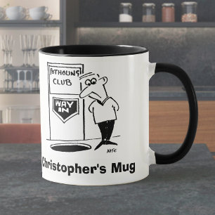 Eingang zum Höhlenforscherclub. Höhlenforscher Tasse