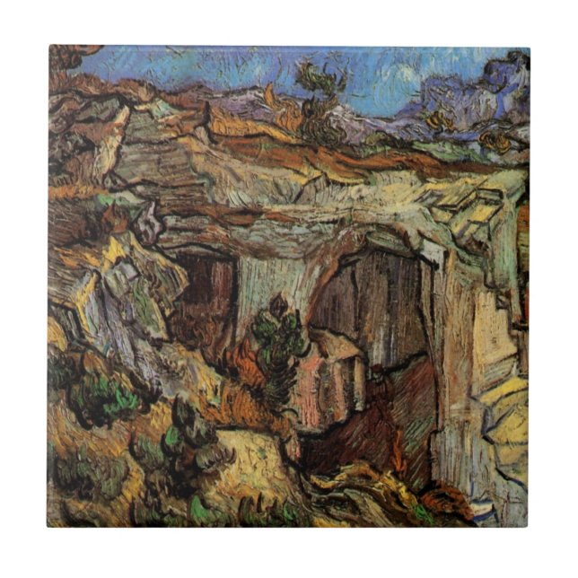 Eingang zum Quarry, Saint-Remy von Vincent van Gog Fliese (Vorderseite)